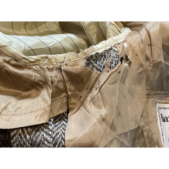 Vintage Harris Tweed Sport Sz 42S Brown Gray Herringbone Part Lined Scottish Men - Picture 6 of 7